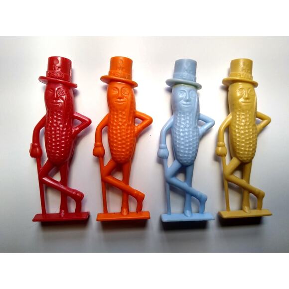 Mr. Peanut Planters Lot Of 5 Items Bendy Figure Red Orange Blue Tan Whistles - Picture 4 of 10